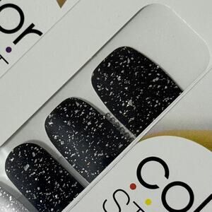 New Color Street “Silver Mist” Black Plum with Chunky Silver Glitter Nail Strips